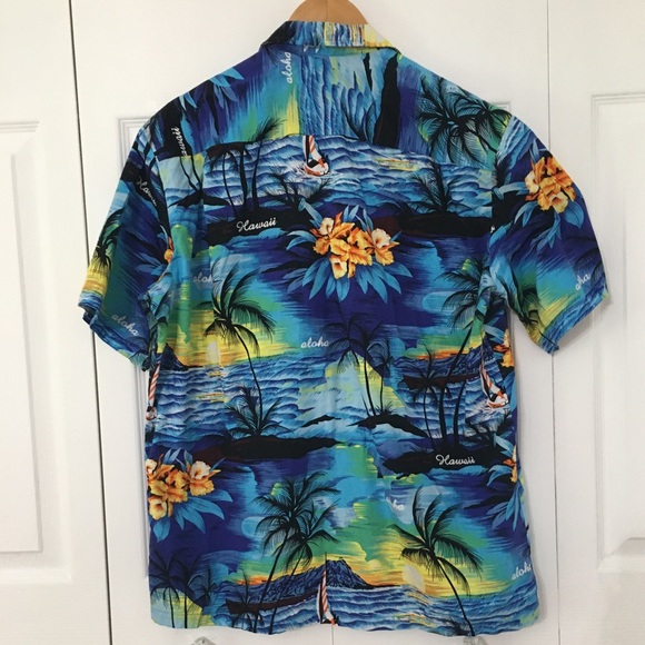 Hawaiian Floral Shirt Aloha Mo’i Palm Tree L - Picture 7 of 11